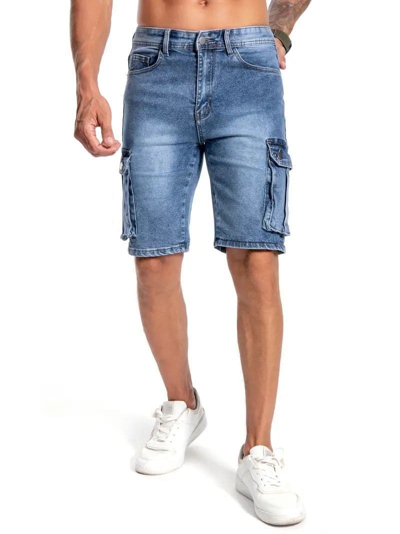 New European And American Multi-pocket Micro-elastic Denim Shorts For Men's 5-piece Casual Jeans