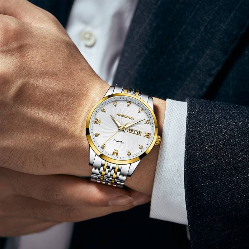 ROERDUM Gentleman Series Retro Silver Dial Quartz Movement Alloy Strap Casual Business Men's Watch