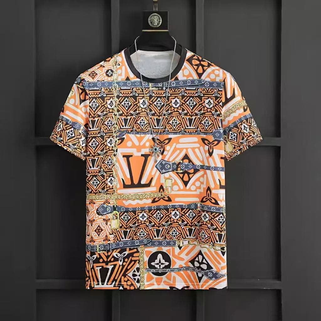 Europe And The United States Summer New Quick-drying Short-sleeved Fashion Printing Men's Full-flower Half-sleeved Shirt Trend Joker T-shirt.
