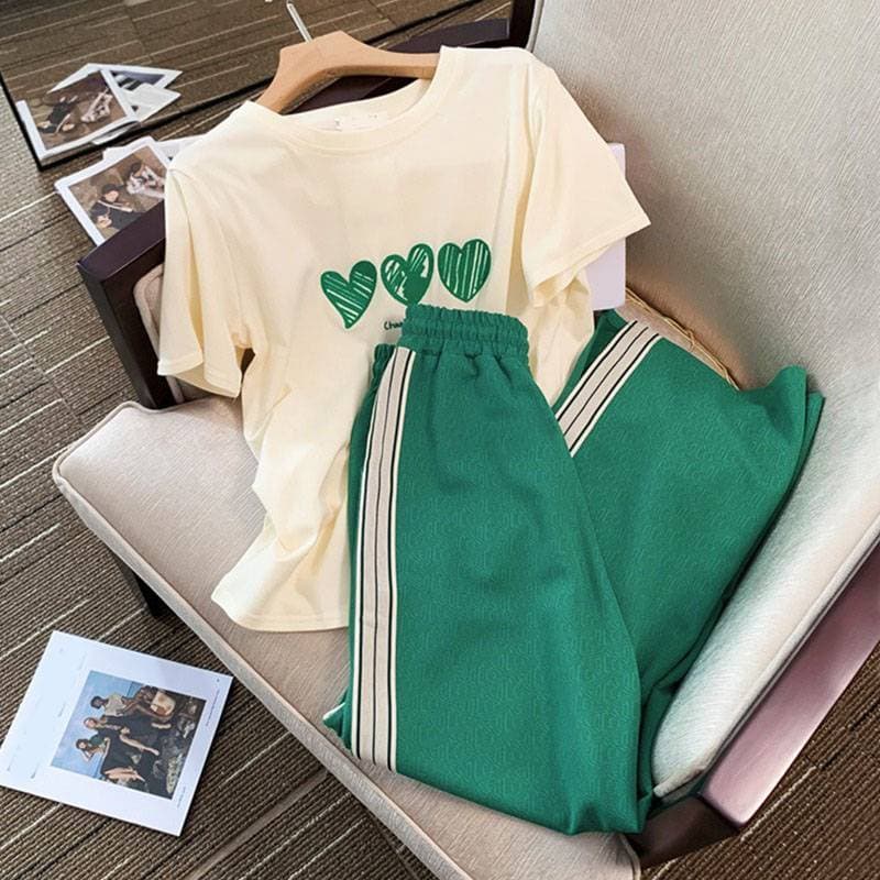 Casual sports suit for women summer thin new style fashionable age-reducing stylish wide-leg pants two-piece suit