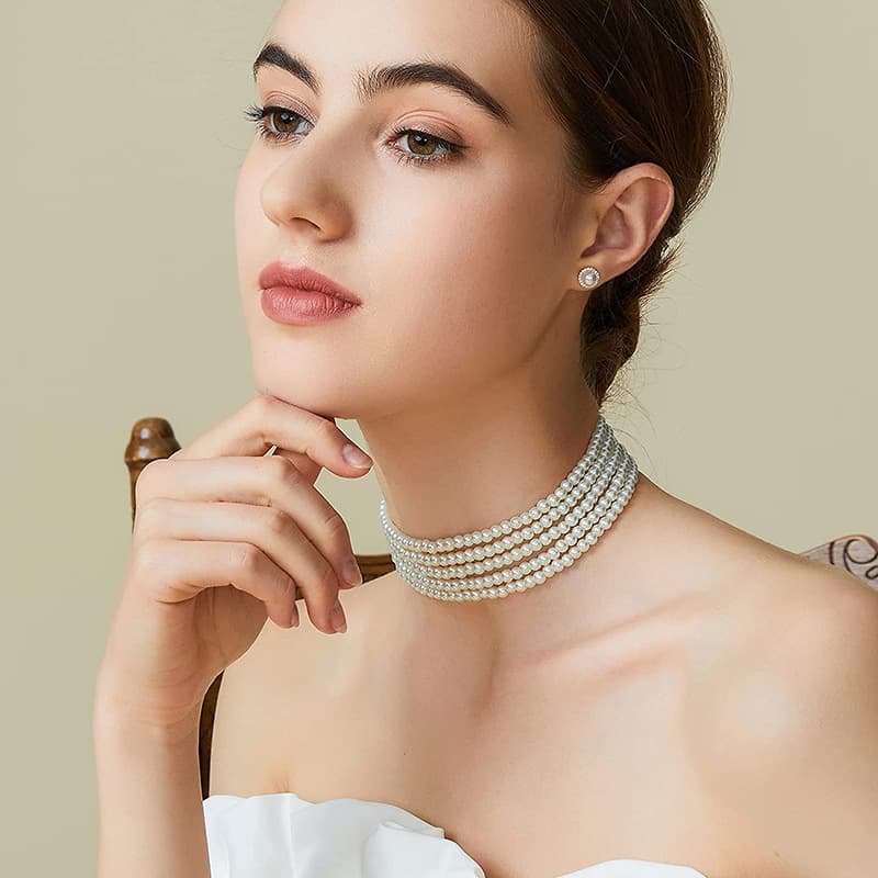 Fashionable jewelry Bohemian style multi-layer with three and five layers of small pearl necklace