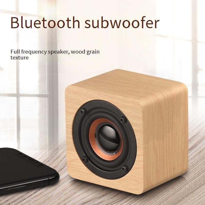 Q1 Wooden Bluetooth Speaker - Mini Portable Speaker With Powerful Bass (Ideal Gift, Phone Compatible, Home & Travel Use)​​