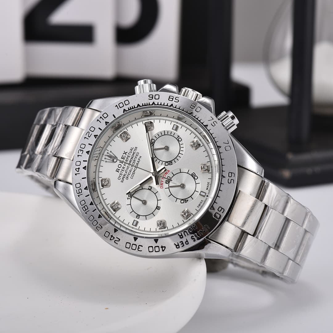 Montre de luxe pour homme Rolex, style business, à six aiguilles et cadran classique à trois sous-cadrans.