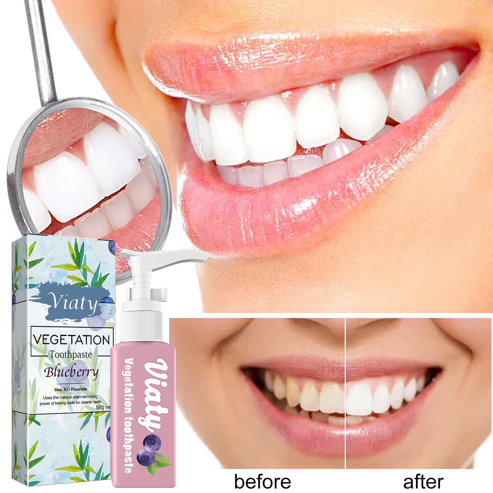 Blueberry Brightening Whitening Teeth, Beautifies Tooth Stain, Whitens Bad breath, Brightens Gingivals, and No