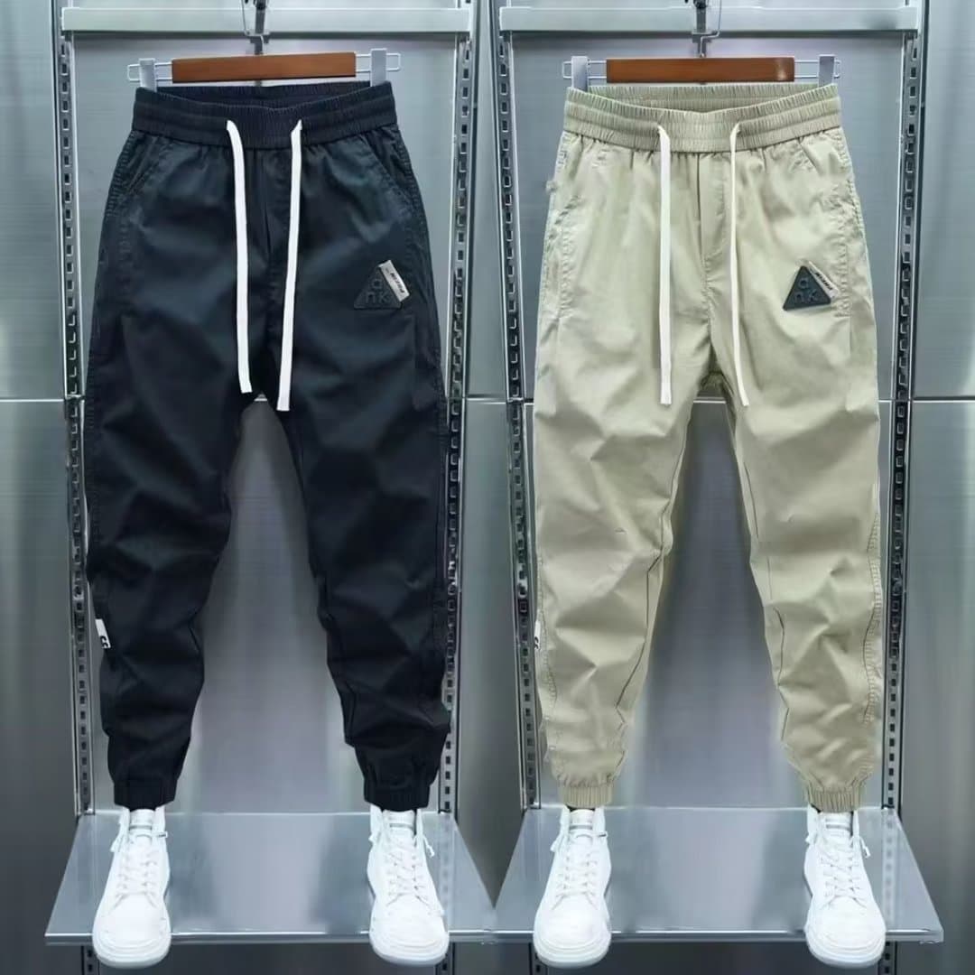 Men's Sports Long Pants Ice Silk Casual For Summer Thin Work Trendy Tie Feet Harlan