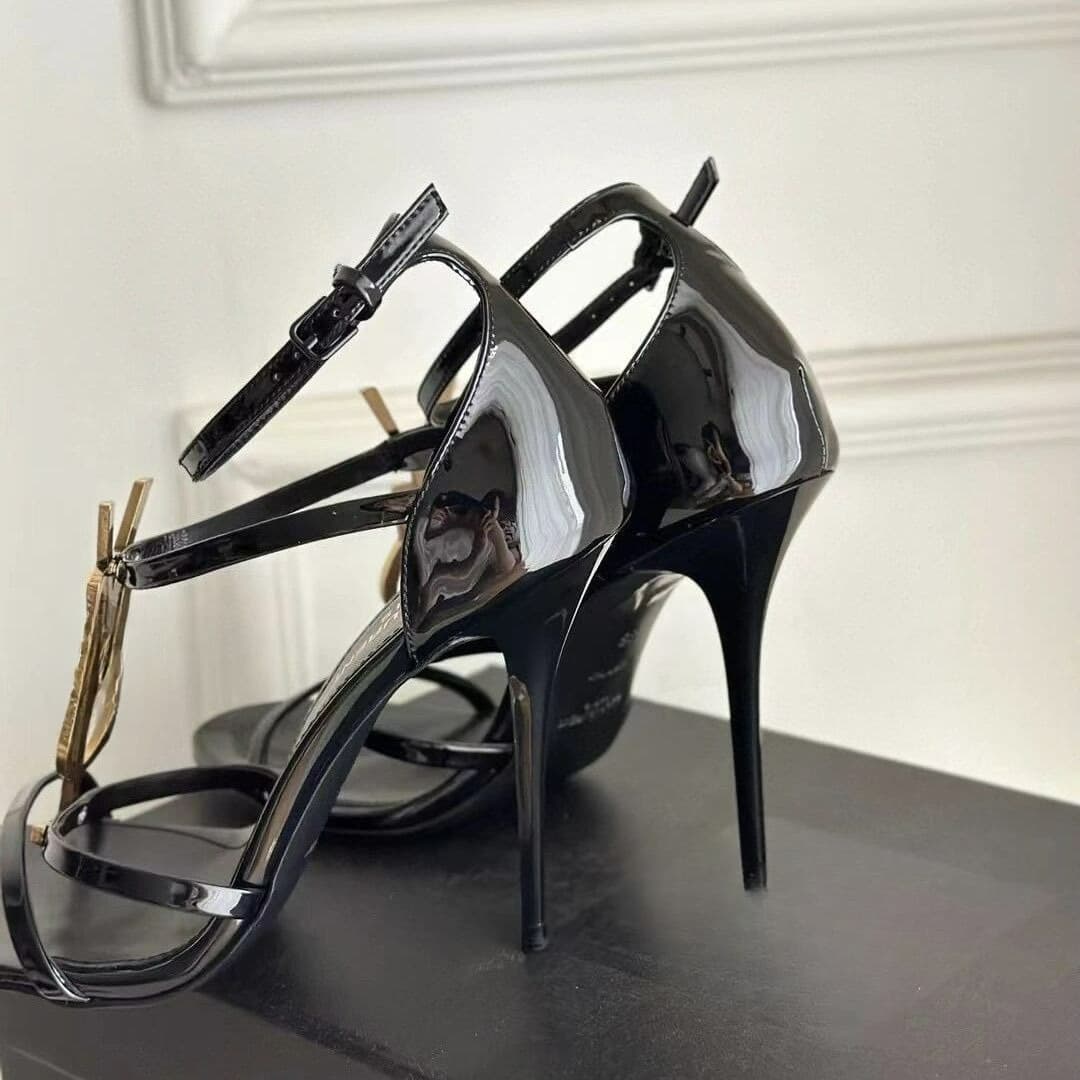 Escarpins sexy à talons hauts, noirs, en cuir, collection 2025