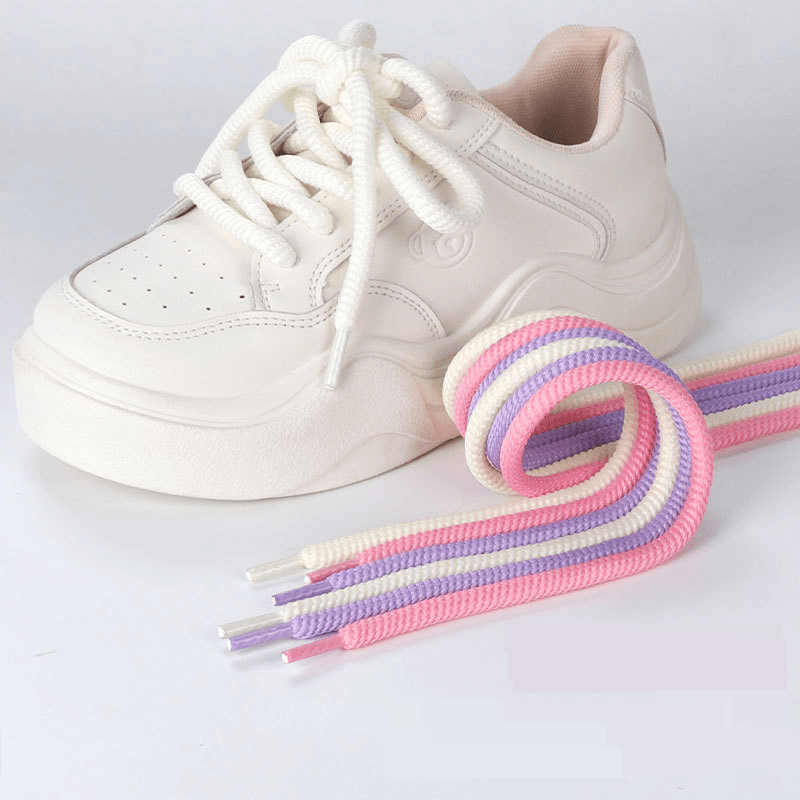 Shoe Accessories open smile bread shoelaces canvas shoes dad shoes men and women black and white bold round shoelaces suitable