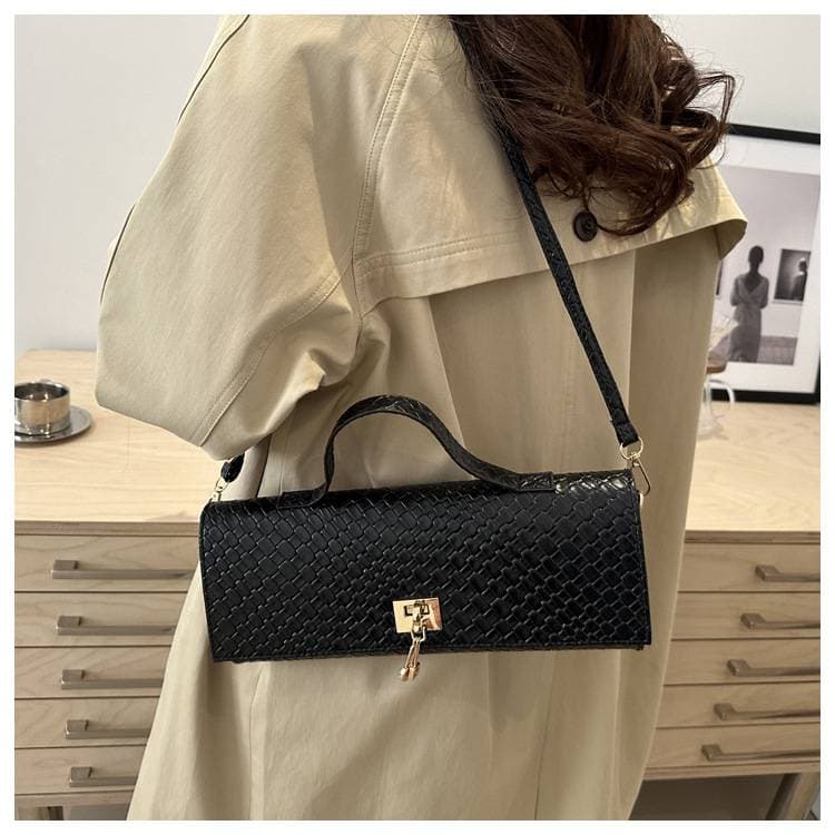 Textured Woven Pattern Fashion Handbag Personalized Shoulder Bag Messenger Bag Minimalist Style Small Square Bag