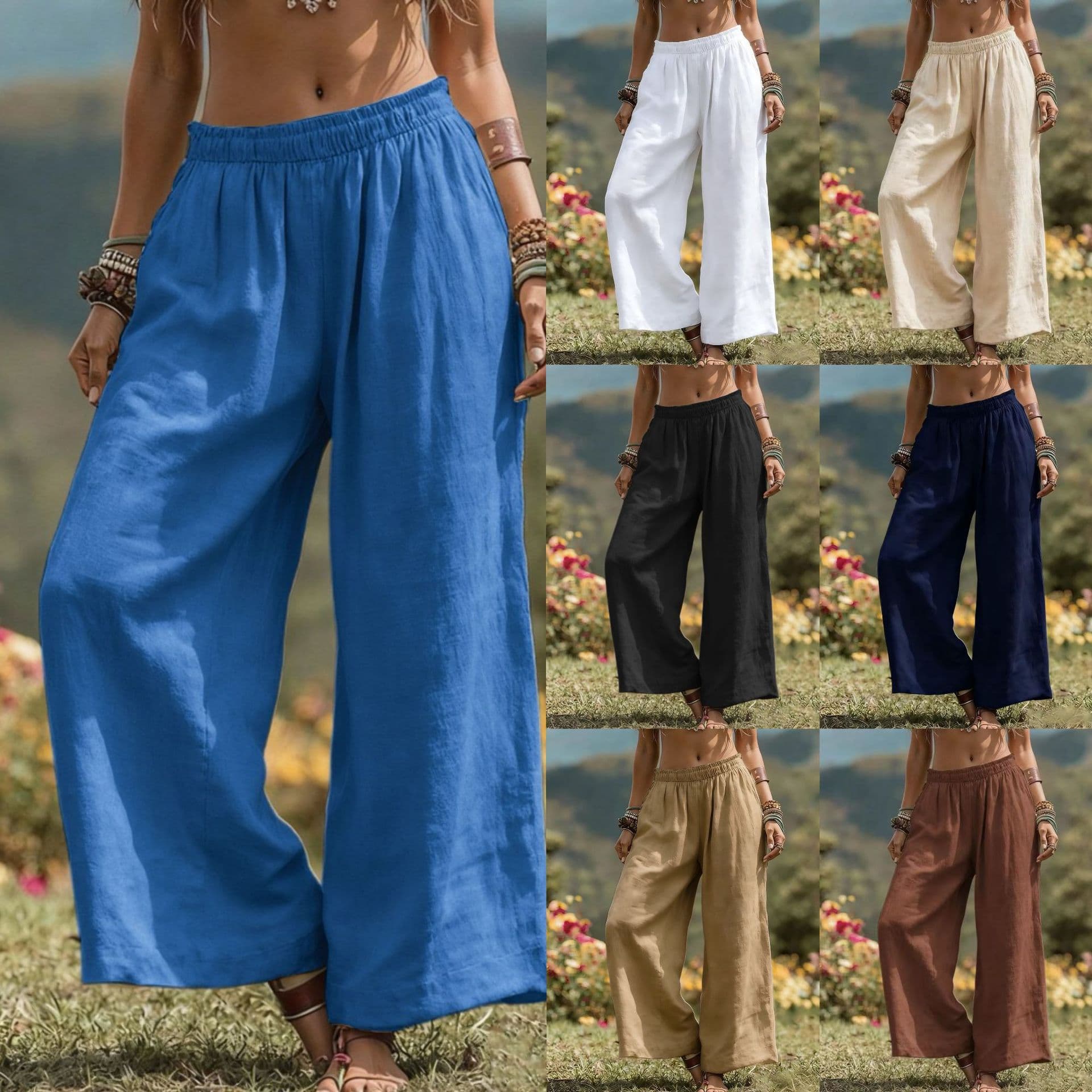 Women's Clothing Women's Spring/Summer Solid Color Loose Casual Wide Leg Trousers For Formal & Casual For Women