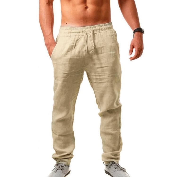Men's breathable cotton trendy fashion solid color simple casual pants