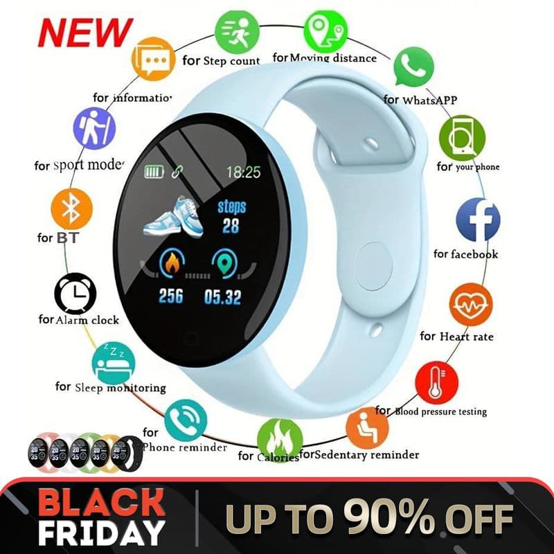 Smart Watch Heart Rate Pressure Blood Oxygen Fiess Tracker Exercise Step Mileage Caller Information Reminder Suitable