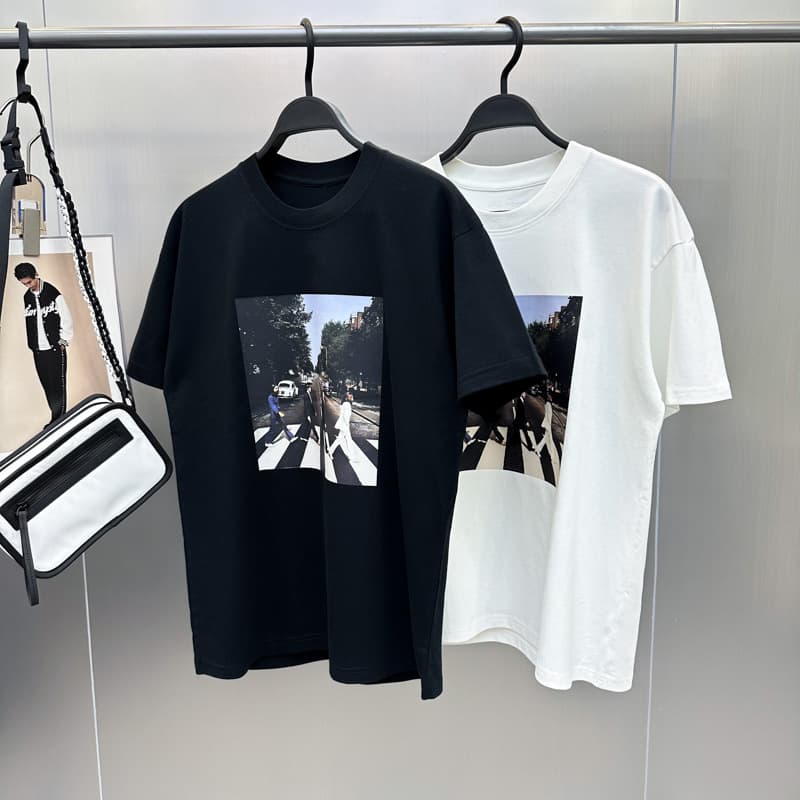 Men's Clothing New Men's Fashion Brand Black and White T shirt Trend Short Sleeve Youth Loose Cotton T shirt