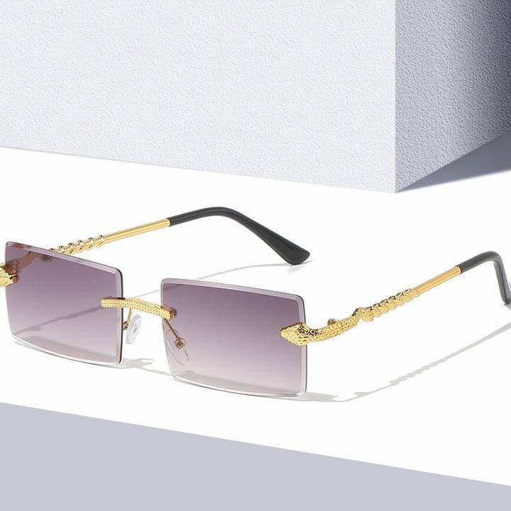 ​​Fashionable Serpentine Metal Rimless Square Sunglasses For Men & Women – UV400 Protection, Trendy Gradient Lens, Chic Streetwear Accessory​