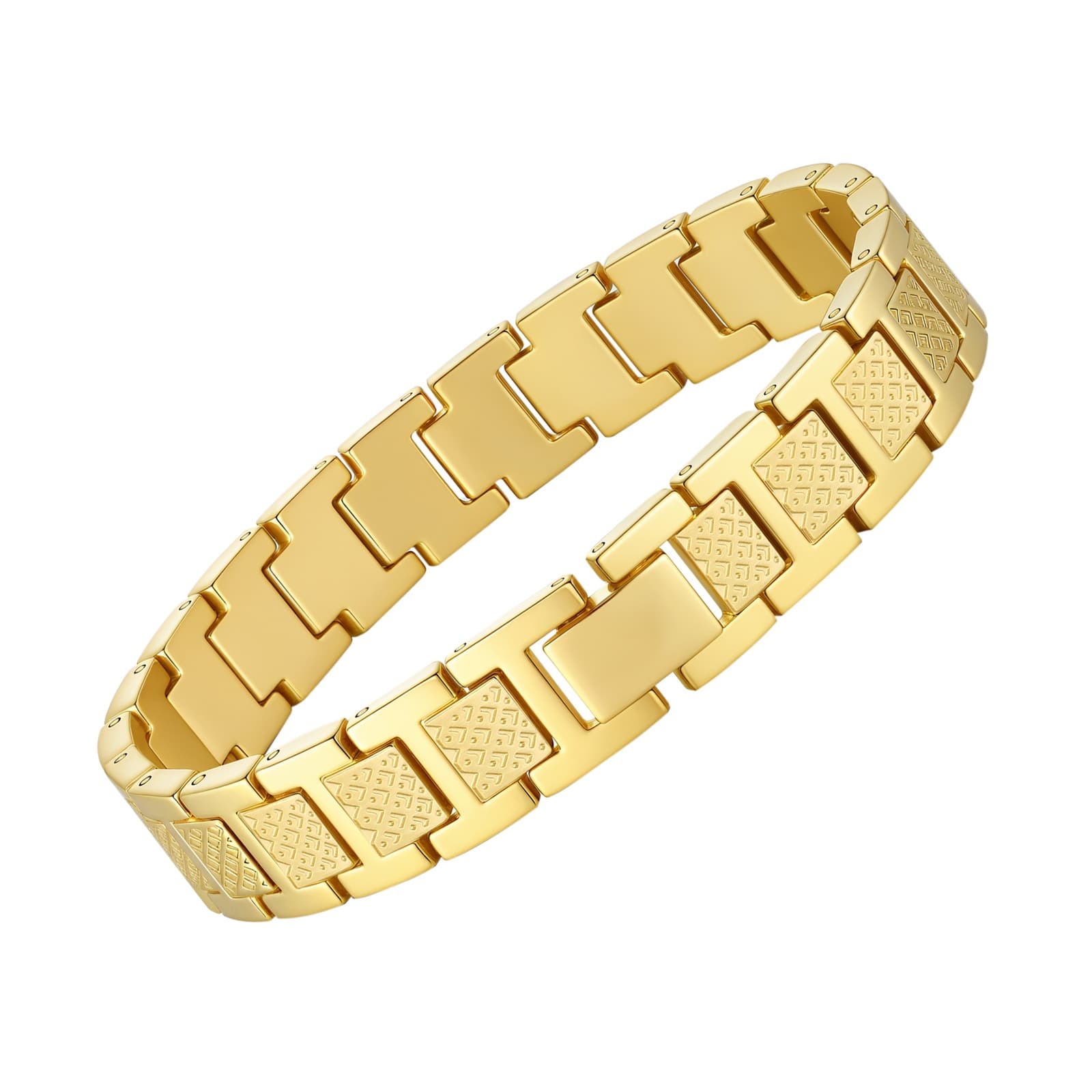 Bracelets à breloques haut de gamme en acier inoxydable à motif crocodile, bracelet en acier titane noir