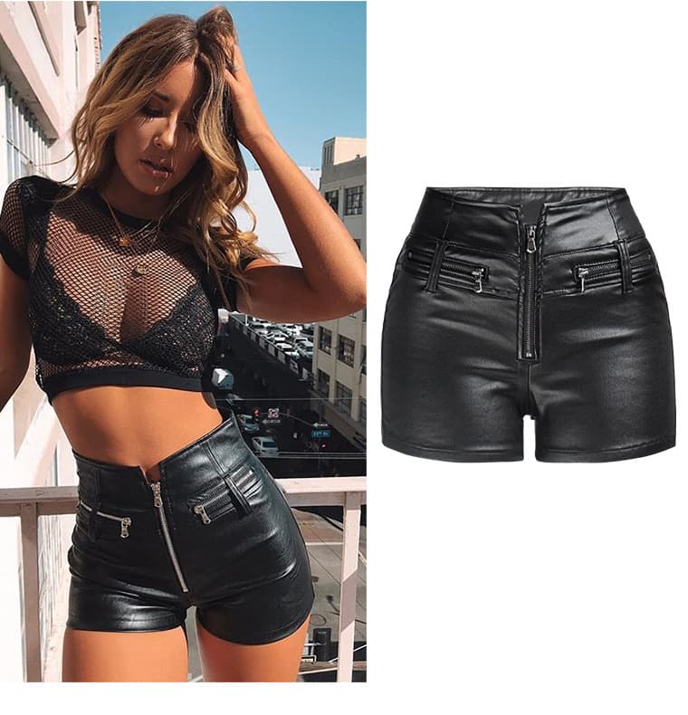 Women's Lederhosen High Waist Stretch Slim Lift Hip Motorcycle Pu Pants