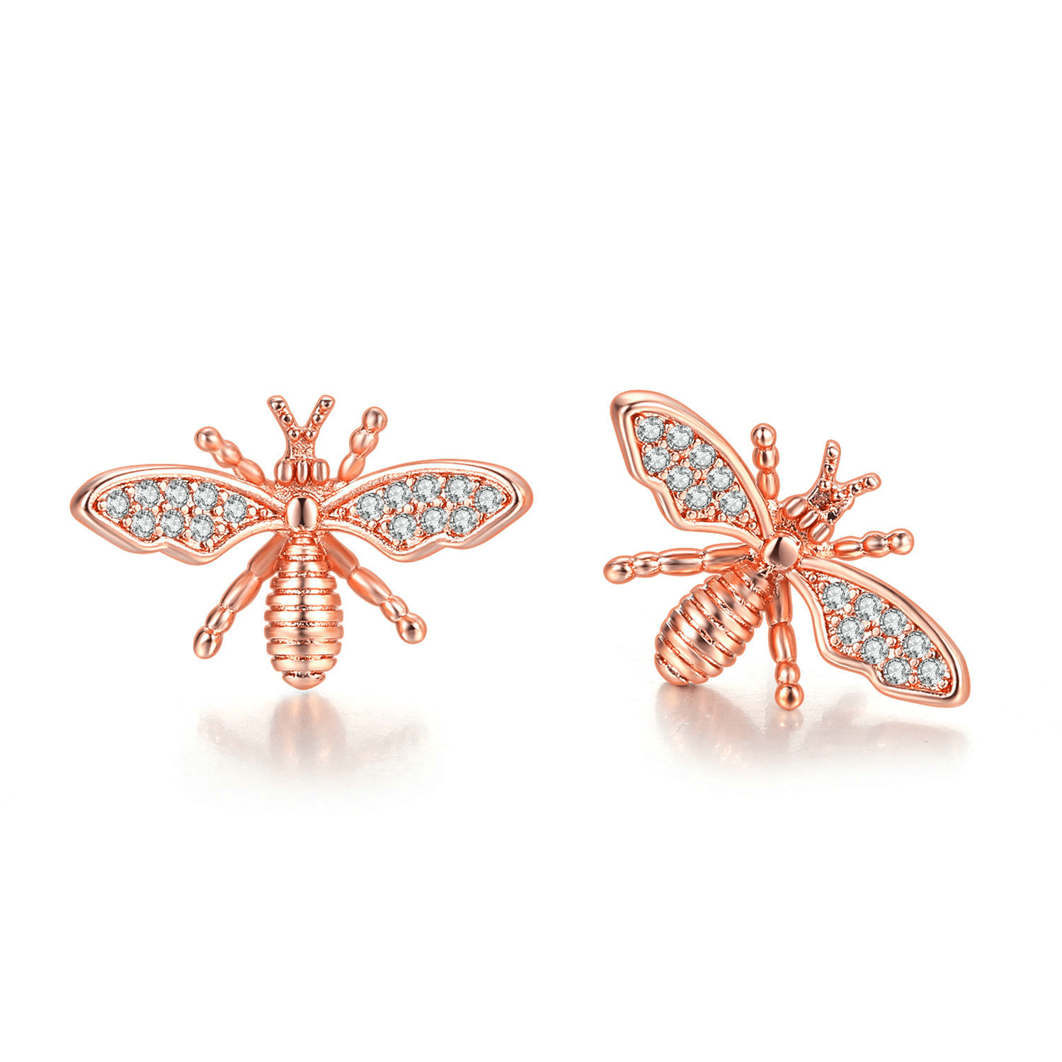 Unisex Fashion New Bee Cartoon Women's Earrings Zircon Micro inlaid Rose Gold Plated Earrings
