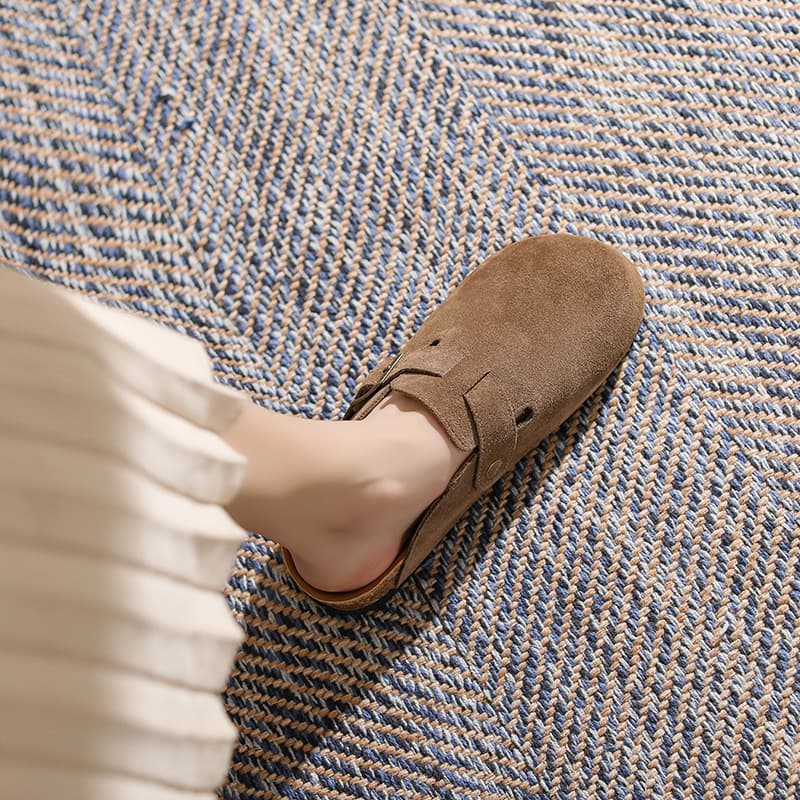 Grape Mom Studiolee Baotou Chaussures de printemps en cuir véritable à semelle épaisse pour femme