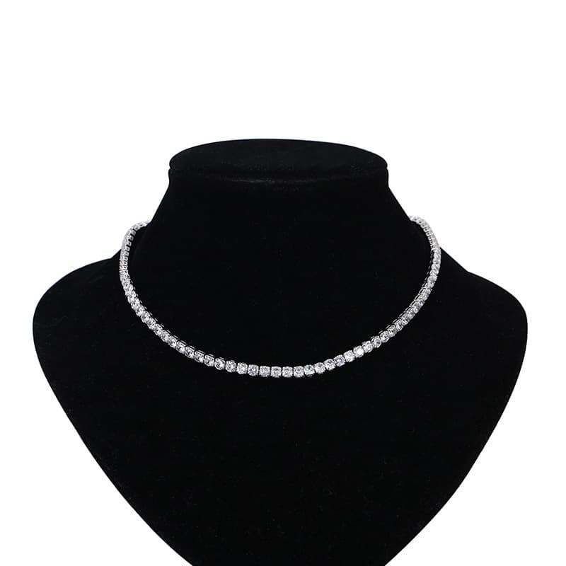 4mm Japanese Korean style tennis necklace, collarbone chain, ins, niche design, temperament, and versatile necklace for