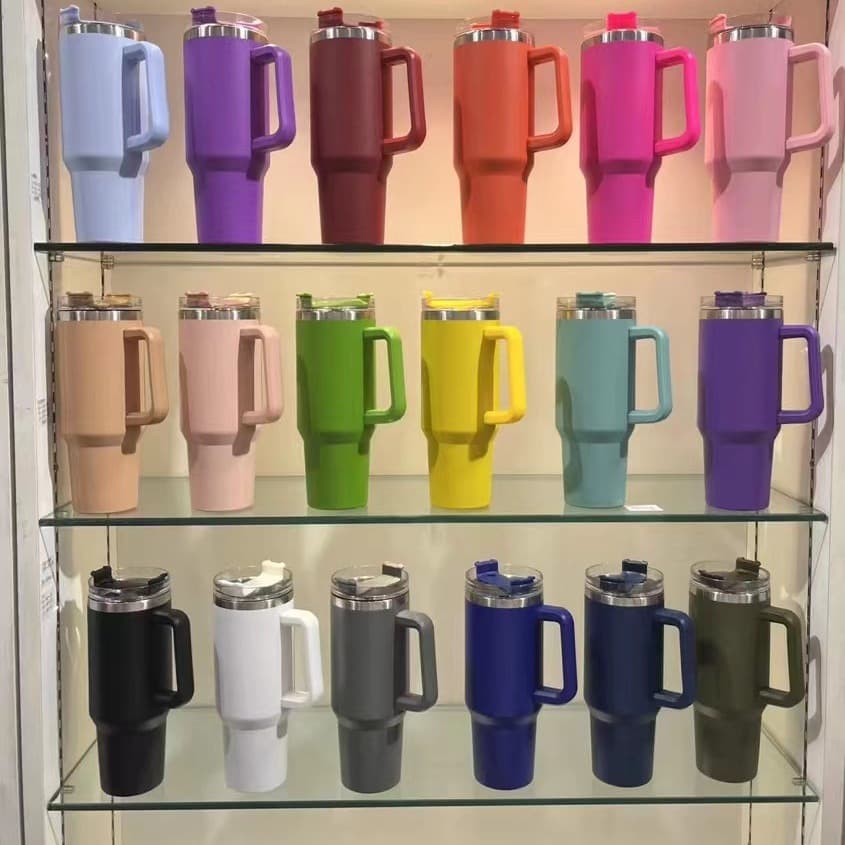 In Stock Car 40oz Handle Insulated 304 Stainless Steel Large Capacity Cold-Keeping Straw Ice Cup