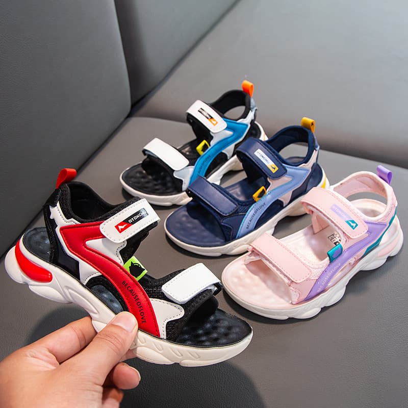 Children's Shoes Summer Toe Polyurethane Soft Soled Student Sports Sandals Beach Shoes