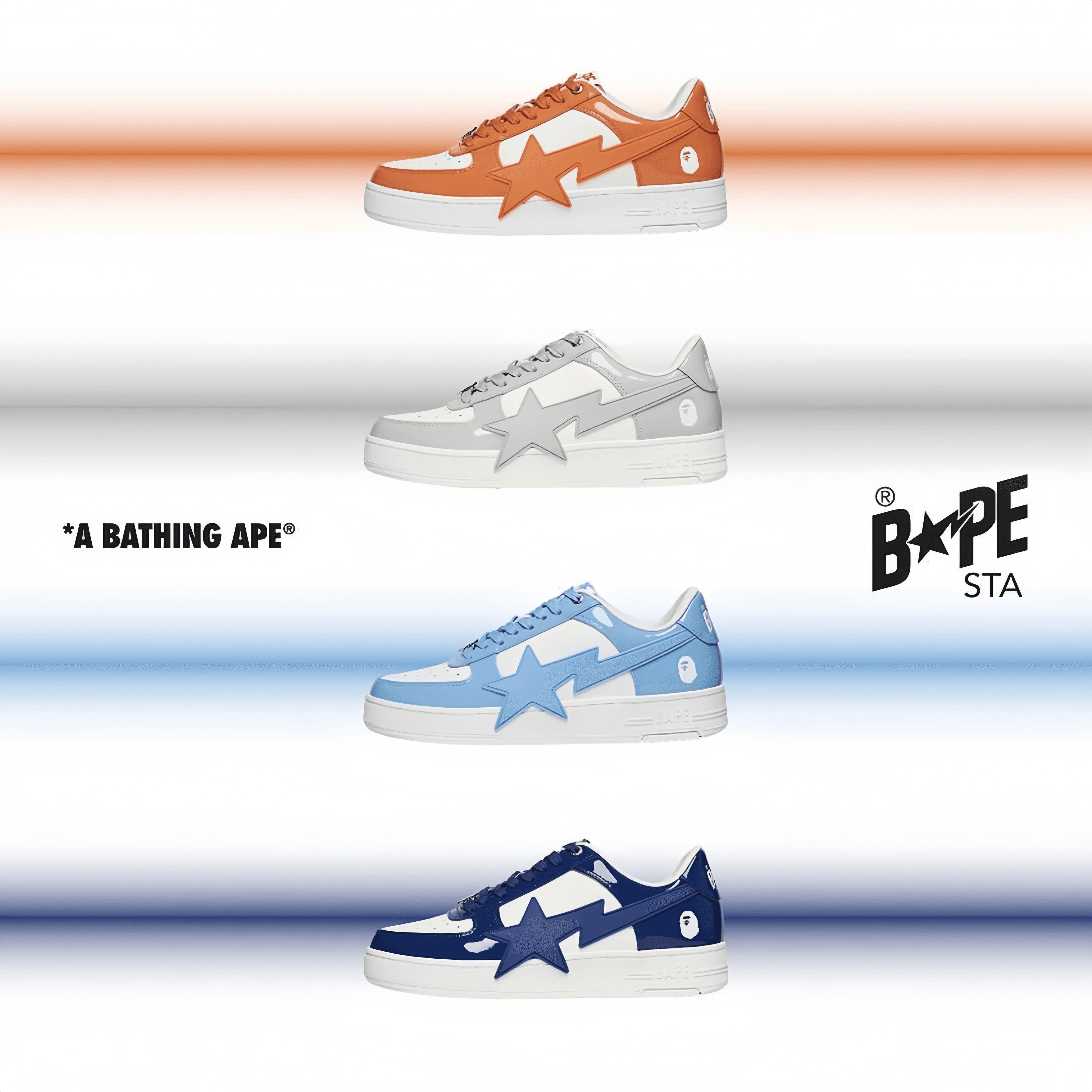 A BATHING-APE Classic Lacquer Leather Double Splicing Trendy Fashion Board Shoes Air Force No.1 Board Shoes Men's And Women's Same Style