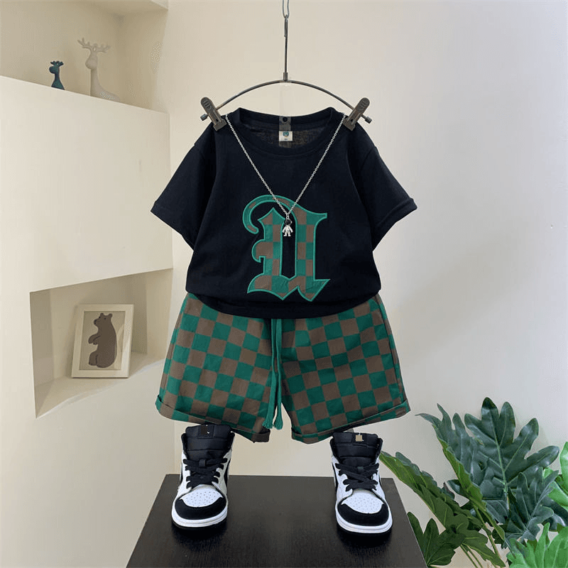 Boys Summer Short Sleeved Suit 2024 New Baby Summer Fashionable Clothes Children's Cool Street Children's Clothes