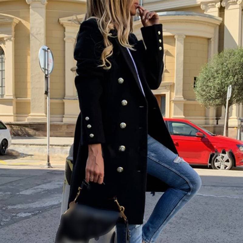 Women's New Double-Breasted Lapel Slim Coat Trench Coat Jacket