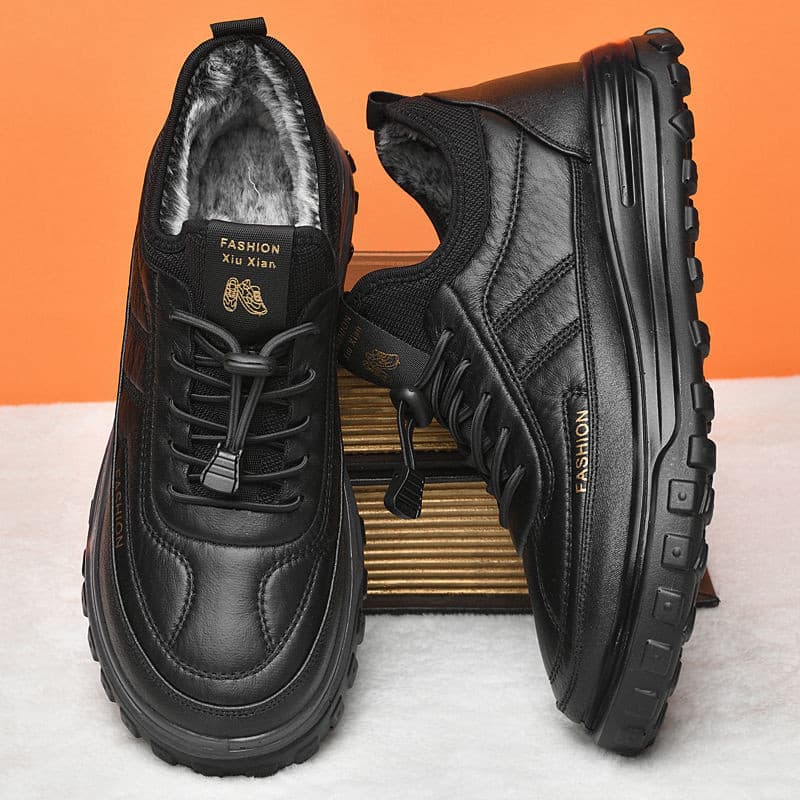 . Men's Fleece Casual Shoes, Cotton Leather Shoes And Snow Boots For Winter 2025