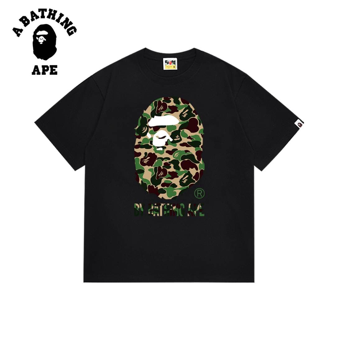 A BATHING APE BAPE-Camouflage Ape Head Letter Pattern Men And Women Short Sleeved T-shirt