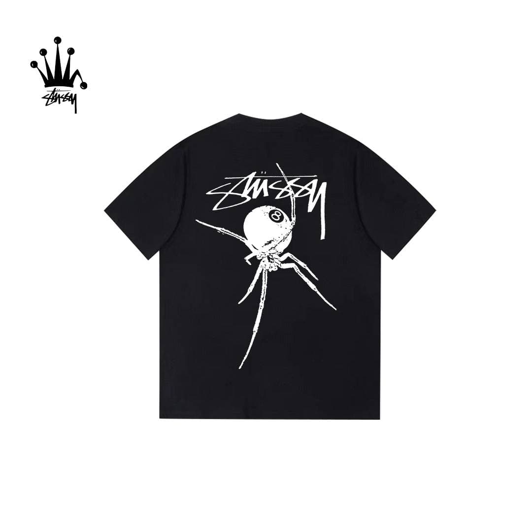 Stussy Spider Print Pattern Pure Cotton Short Sleeved T-shirt