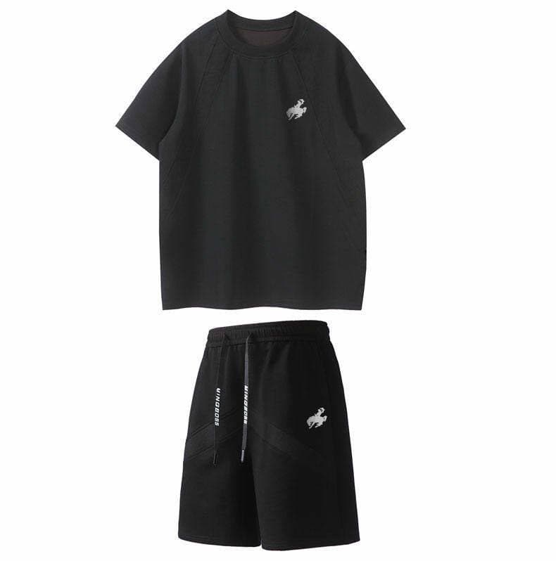 [PoloActive] Men's Cotton Sportswear Set - Pony Logo Short Sleeve & 5" Shorts | Summer Training Outfit