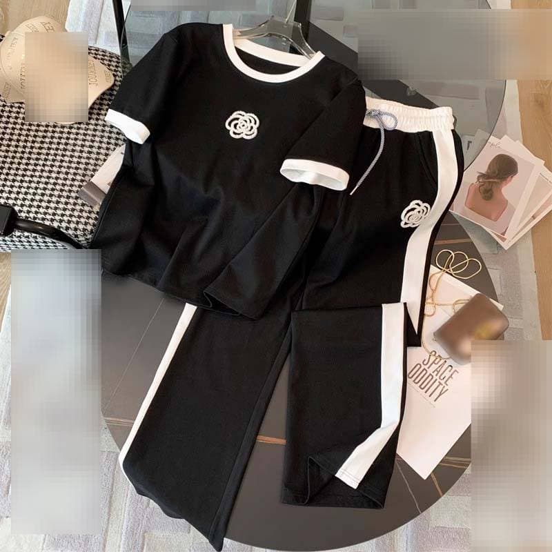 Women's Clothing Casual Sports Suit For Women, Thin Style, Fashionable And Fashionable, Age-reducing Wide-leg Pants, Fashionable Two-piece Set