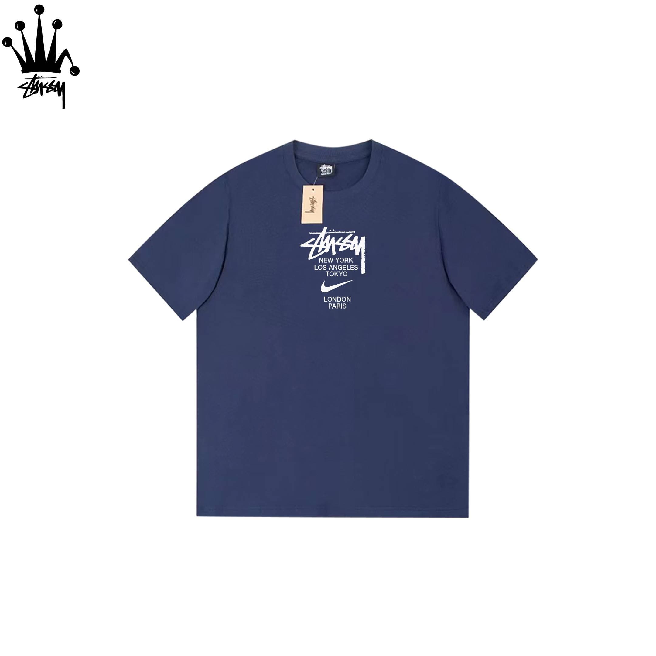 Stussy&Nike Collaboration Cylindrical Short Sleeved T-shirt Made Of Pure Cotton Fabric For Both Men And Women