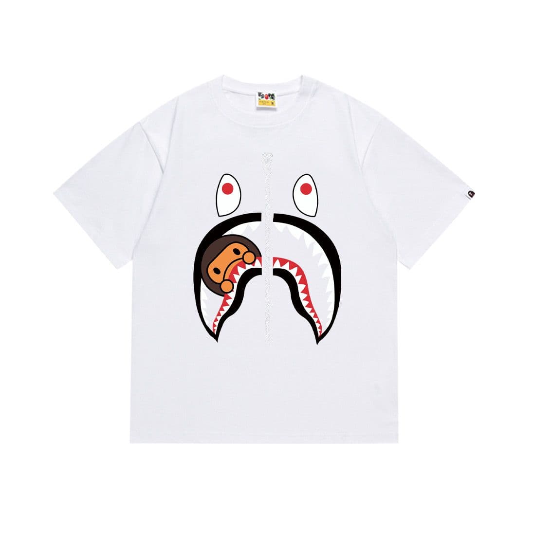T-shirt enfant fille/garçon avec avatar d'homme-singe et image de requin, manches courtes, 100 % coton, imprimé décontracté