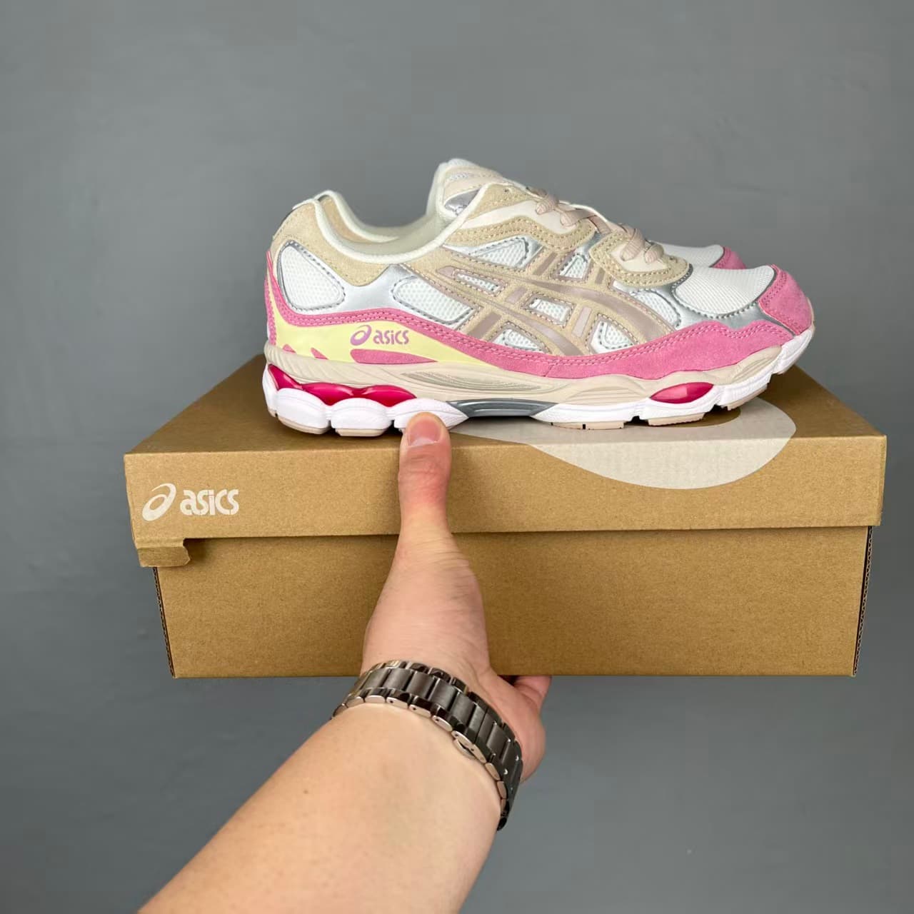 GEL_NYC Pure Original Nouveau Style Chaussures de course basses bleues en maille patchwork résistante à l'usure, respirantes et amortissantes.