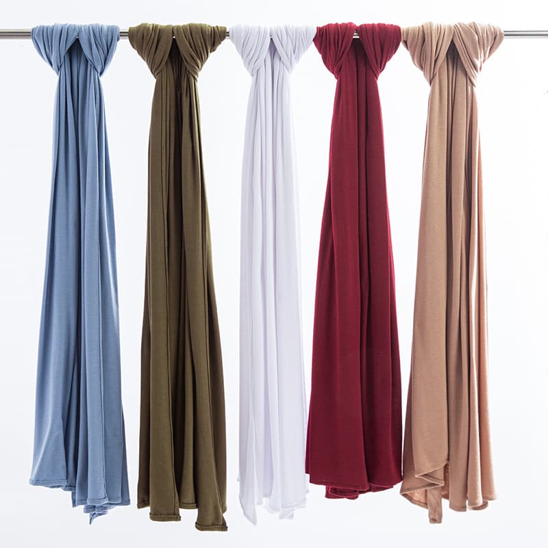 Muslim cotton modal jersey pure cotton solid color single color headscarf Muslim women's long scarf breathable and non-balling