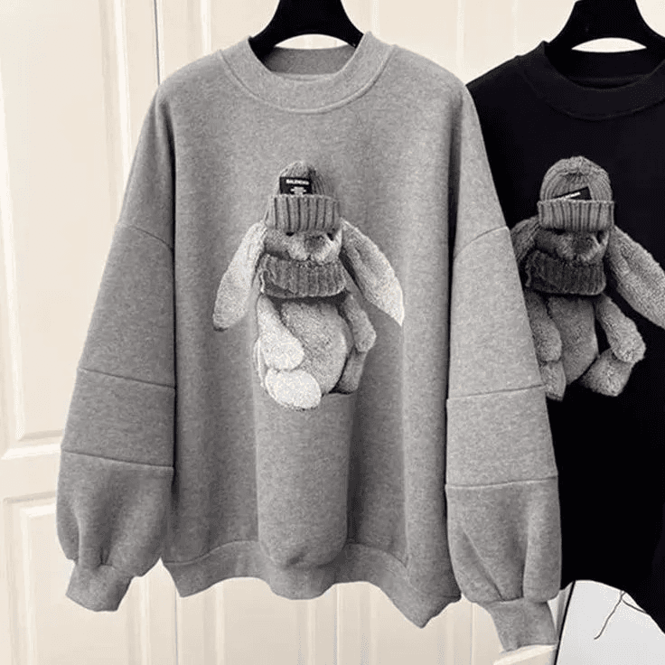 Women's Fashion Doll Loose Pullover Style Sweatshirt Top