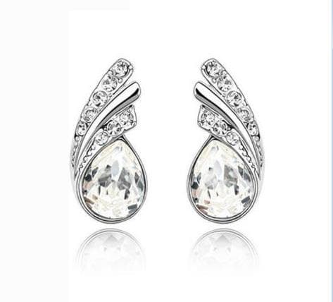 Hot Sales 18K Platinum Plated Women Weter-Drop Drifting Stud Earrings Austrian Crystal Fashion Coustome Jewelry For Women