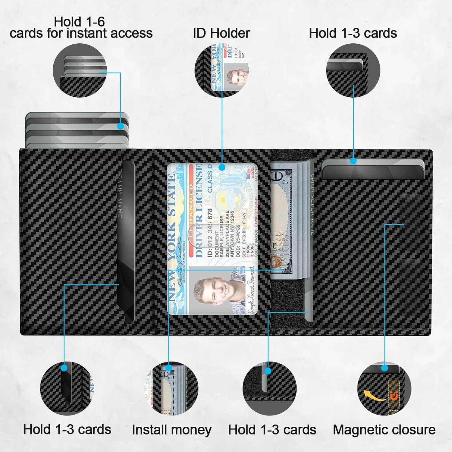 RFID Automatic Pop-up Card Holder Ultra-thin Credit Card Wallet Money Clip Multi-Slots Wallet For Men