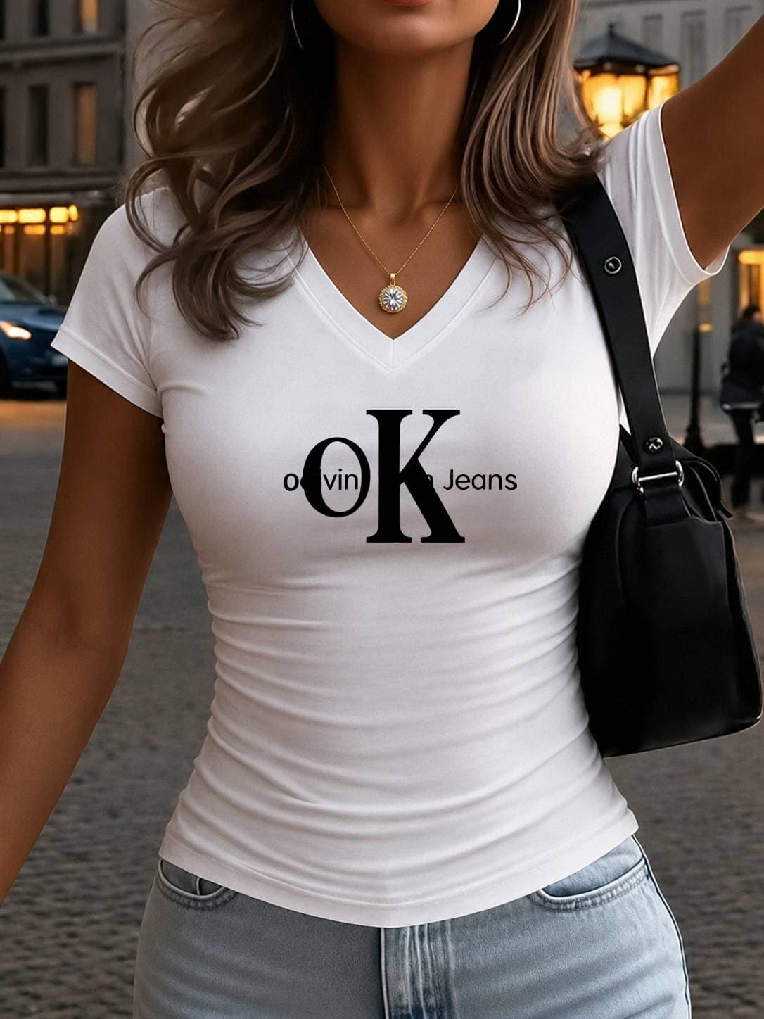 T-shirt imprimé décontracté pour femme, taille froncée, haut tendance