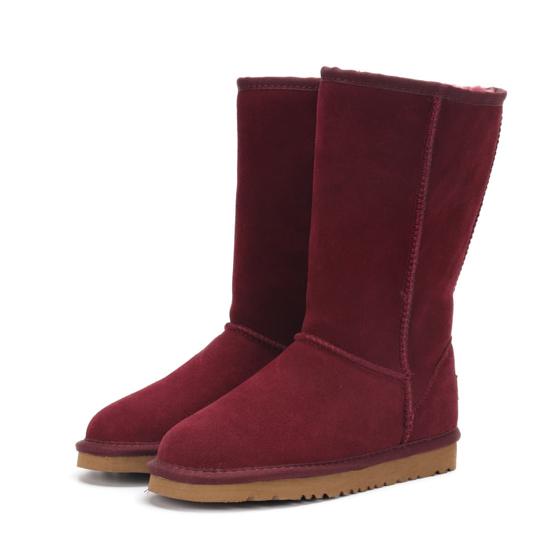 Bottes de neige montantes classiques automne/hiver en cuir véritable à tige droite pour femmes et hommes