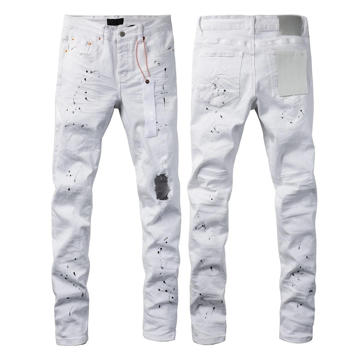 Jean déchiré violet de haute qualité pour homme, style streetwear