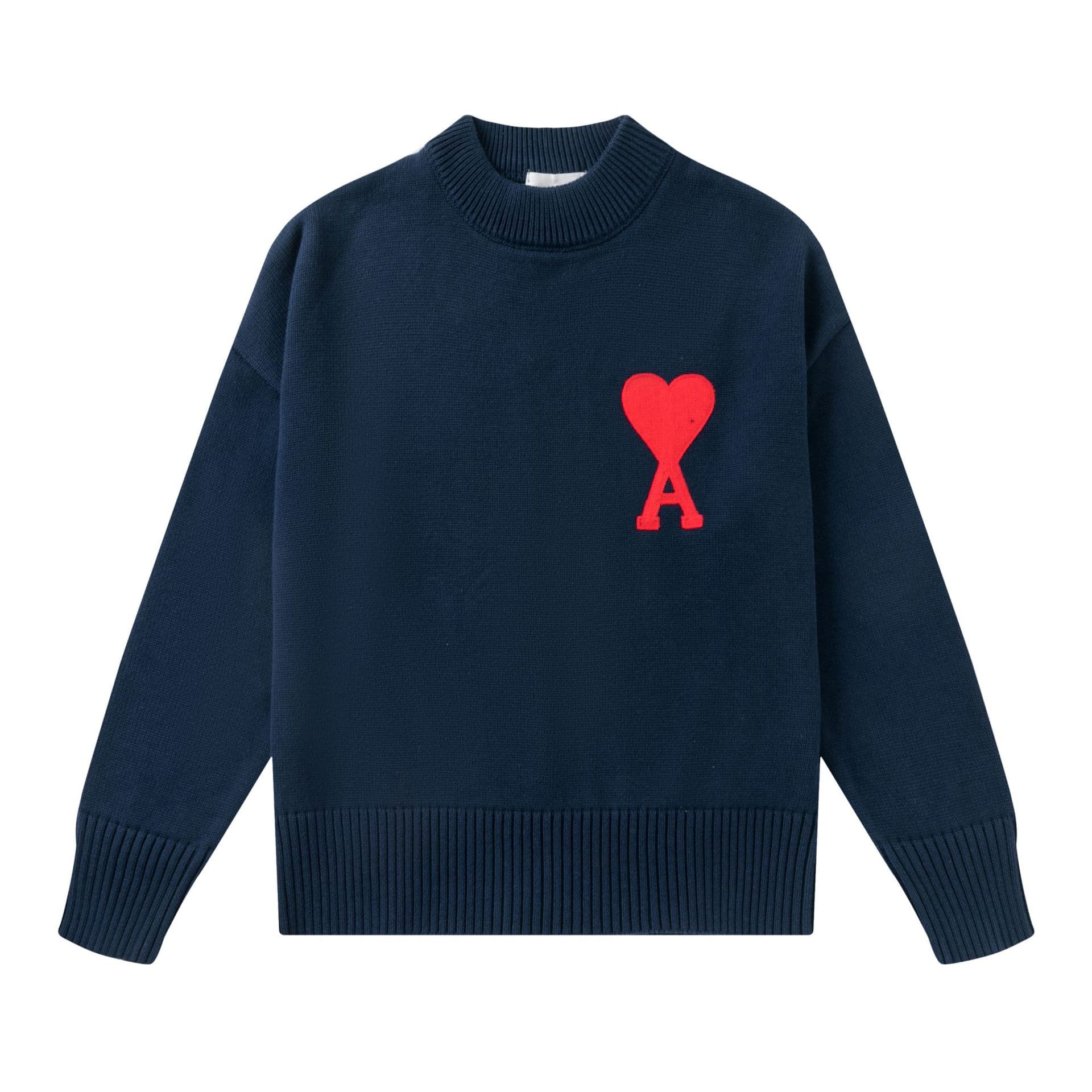 Pull à col rond pour homme 24 pièces avec broderie en forme de cœur