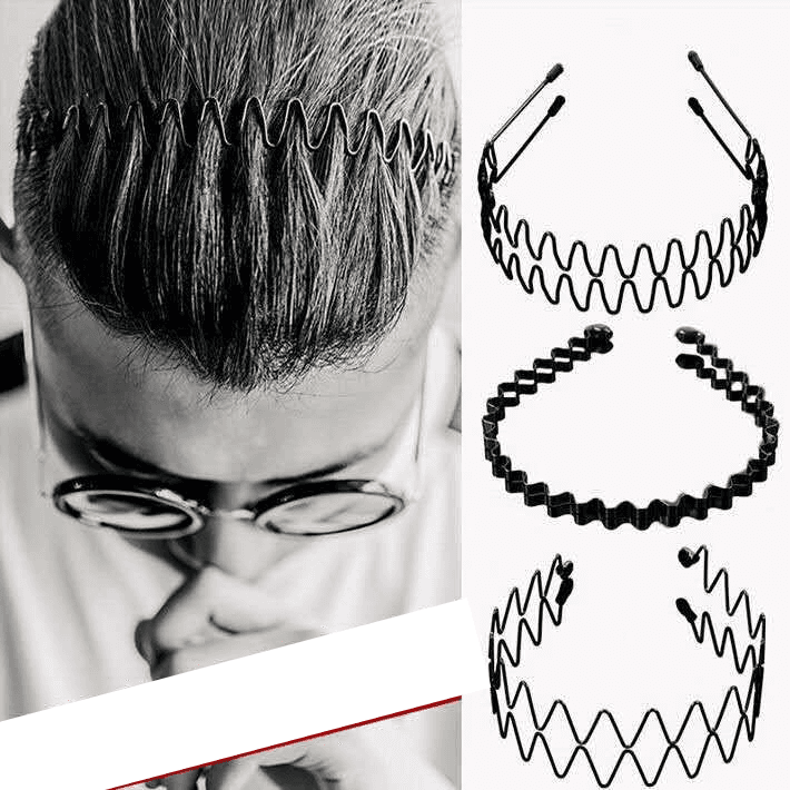 Unisex Men's hairband headband fashion oil-headed men's sports hairpins big back hair band wash wave hairpin.