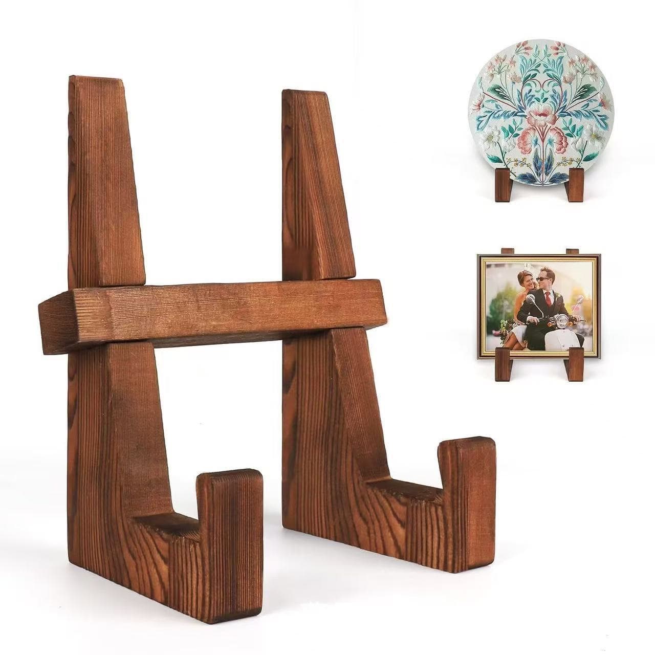 Vintage Wooden Recipe Stand - Adjustable Kitchen Cookbook Holder With Display Shelf (Multi-Purpose For Reading & Photo Frame)
