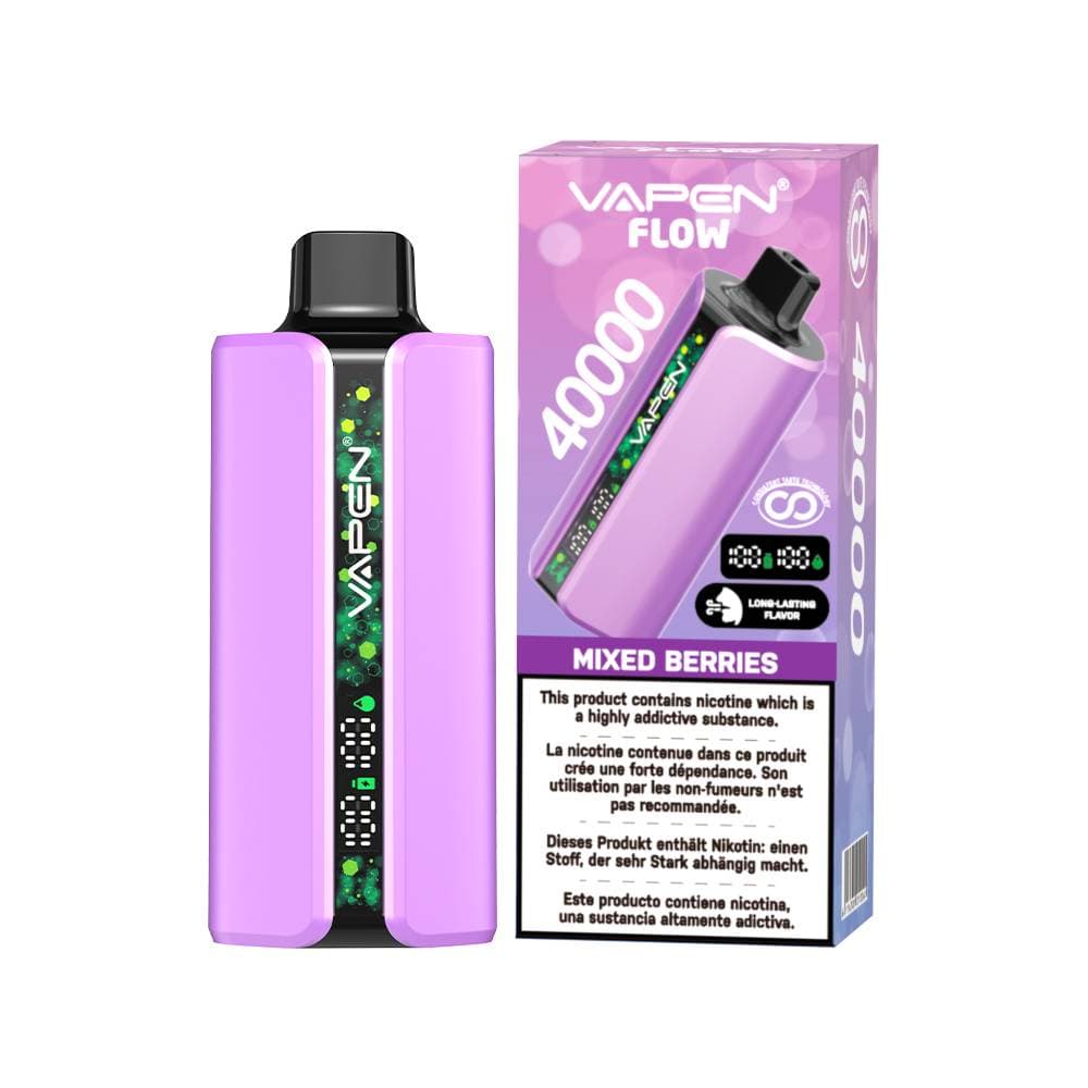 1 stylo vape jetable Vapen Flow 40 000 bouffées | Cigarette électronique fruitée 40 000 bouffées avec affichage numérique, vape longue durée