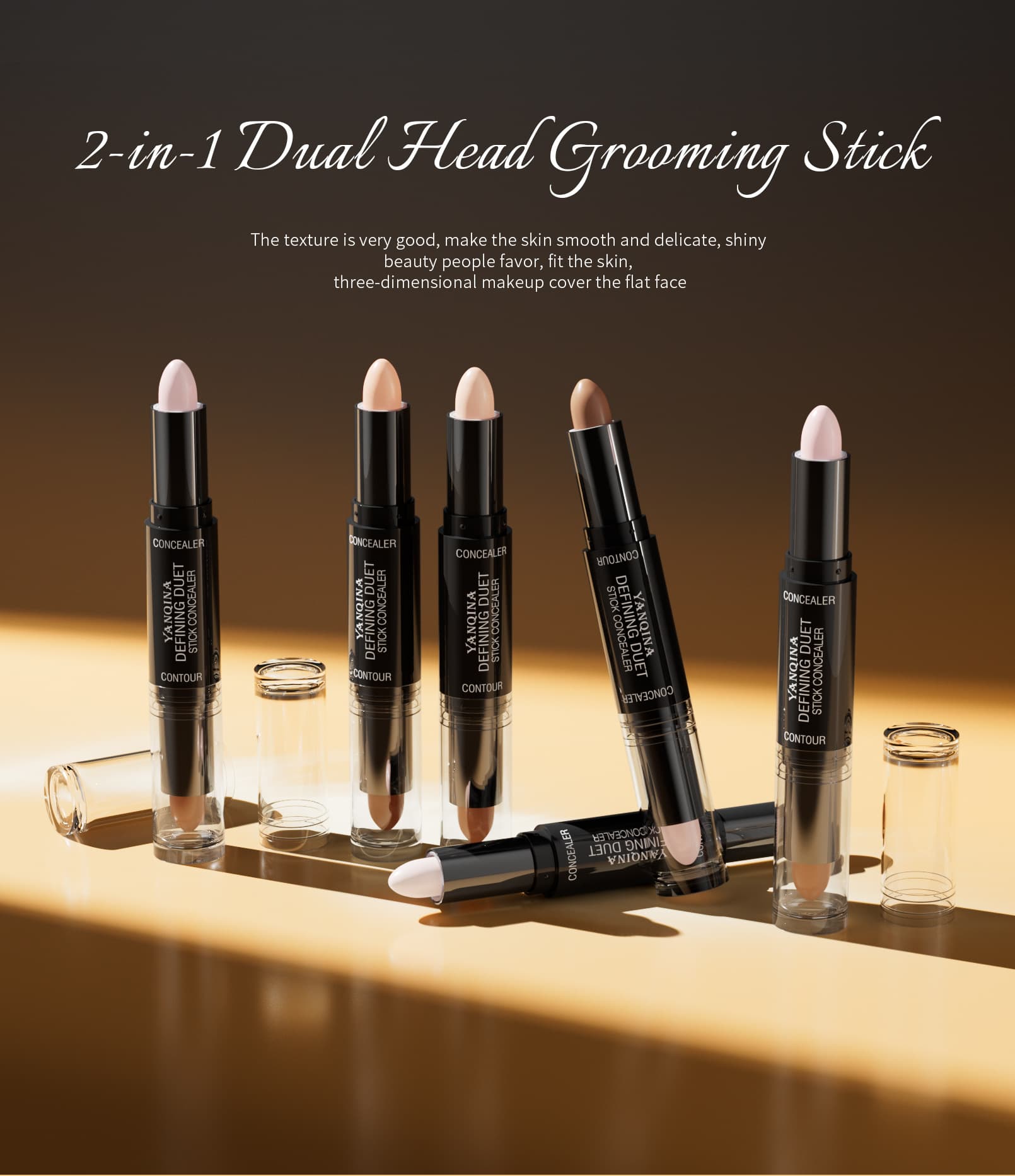 Double-headed Contouring Stick, Highlighter Double-headed Contouring Stick, Slimming Face Concealer, Nose Shadow Highlighter Pen