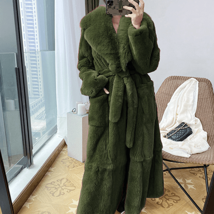 Women's long coat fashion temperament loose plus size cover belly trend.