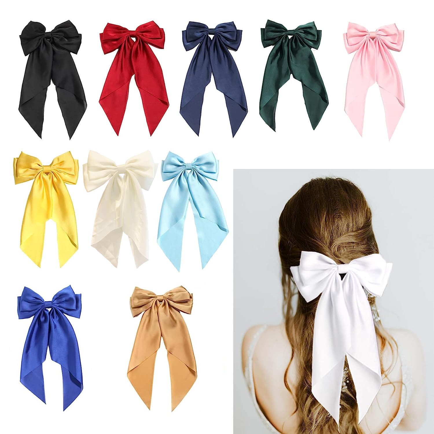 Cross-border satin ribbon butterfly hair accessories simple temperament female butterfly hairpin back of the head spring clip hairpin