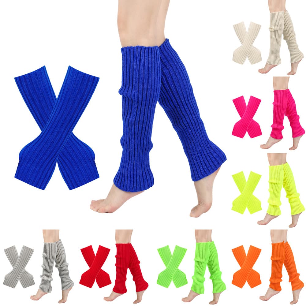 Unisex Glove leg set Knitted wool gloves warm leg warmers Boot sets fluorescent color stocking socks